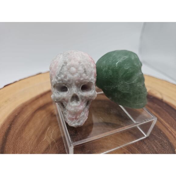 Pink Opal &Fluorite Skulls. .60lb 49mm - Picture 3 of 16